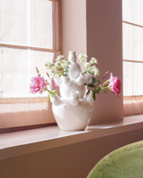 Tulpenvaas - 3-laagse knobbelvaas - Wit - Keramiek - 35 cm