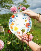 Wandbord Wildbloemen Bloementuintje van Heinen Delfts Blauw met bloemen