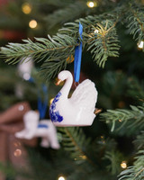 Kerstornament Zwaan keramiek van Heinen Delfts Blauw