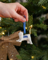 Kerstornament Kat Speels keramiek van Heinen Delfts Blauw