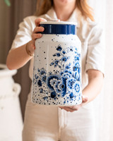Grote melkbusvaas Blauwe Stip van Heinen Delfts Blauw