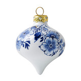 Druppel kerstbal Madelief blauw - Handgeschilderd - 7 cm