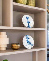 Wandbord Stapeltje Vogels - Tweeluik - Keramiek - 26 cm