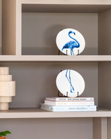 Wandbord Lange Flamingo - Tweeluik - Keramiek - 21 cm