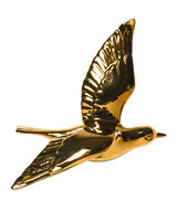 Wandvogel 2 - Keramiek - Goud - 21 cm