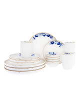 Serviesset Blauw Bloesem - 4 persoons -  Porselein - 16-delig