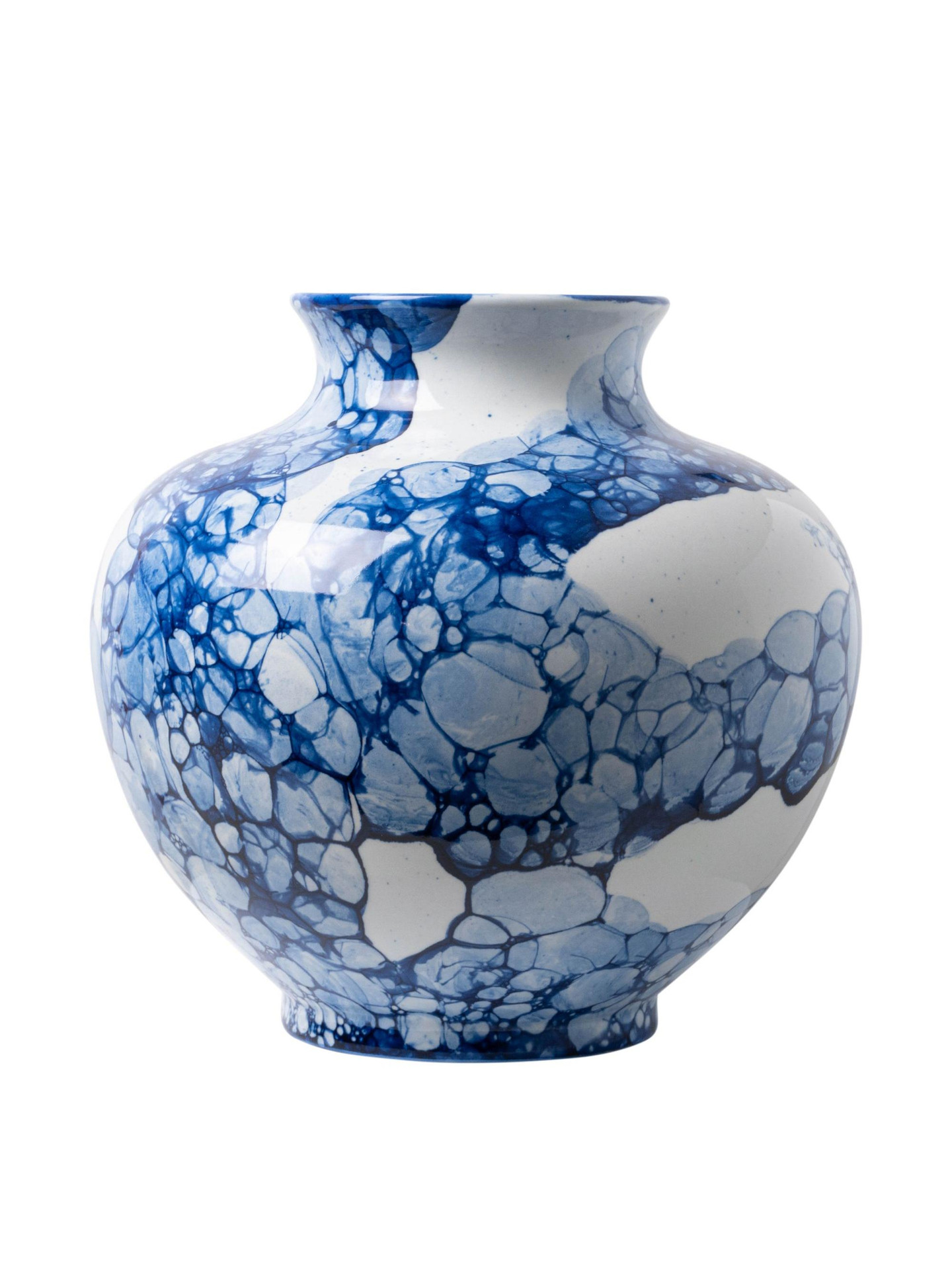 Bolvaas Bubble Blue - Handgeschilderd - 19 cm - Heinen Delfts Blauw
