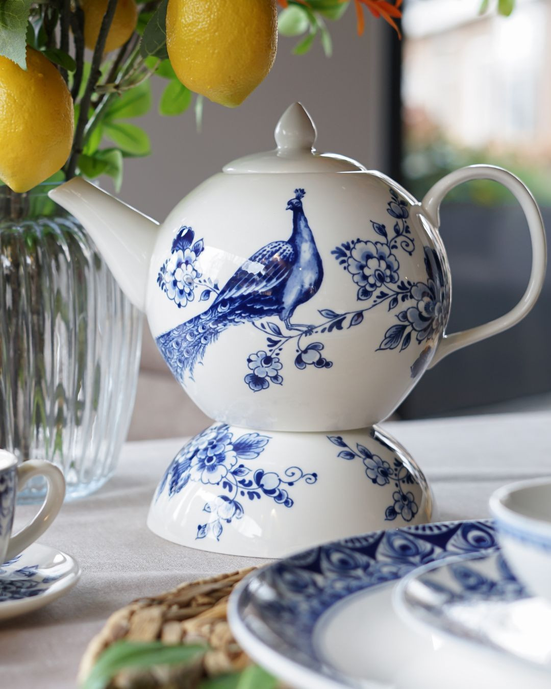 Theepot Paauw Blauw - Heinen Delfts Blauw