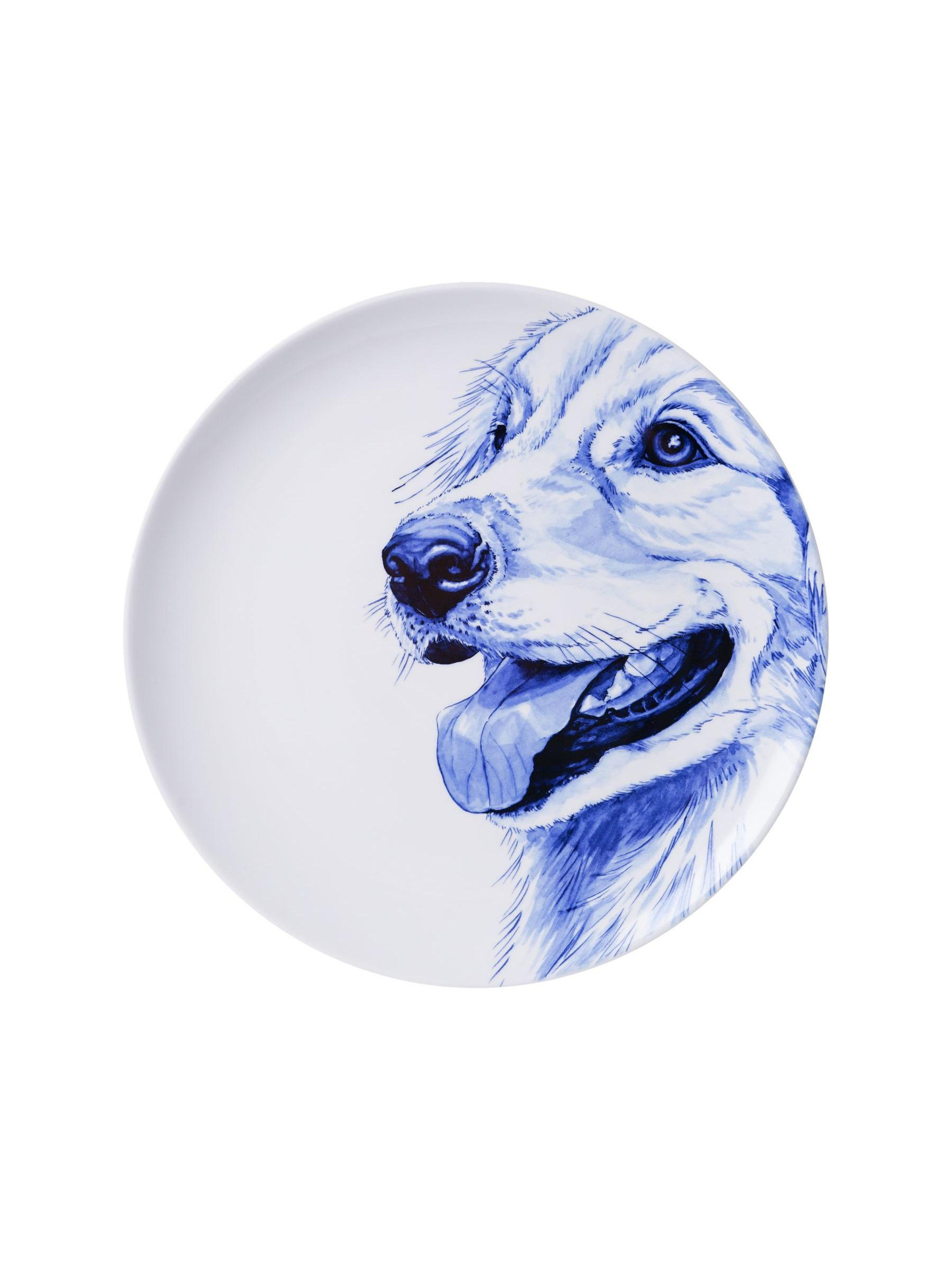 Wandbord Golden retriever - Delfts blauw - Keramiek - 26 cm