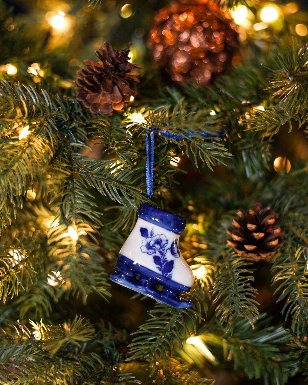 Kerstornament schaats - Heinen Delfts Blauw