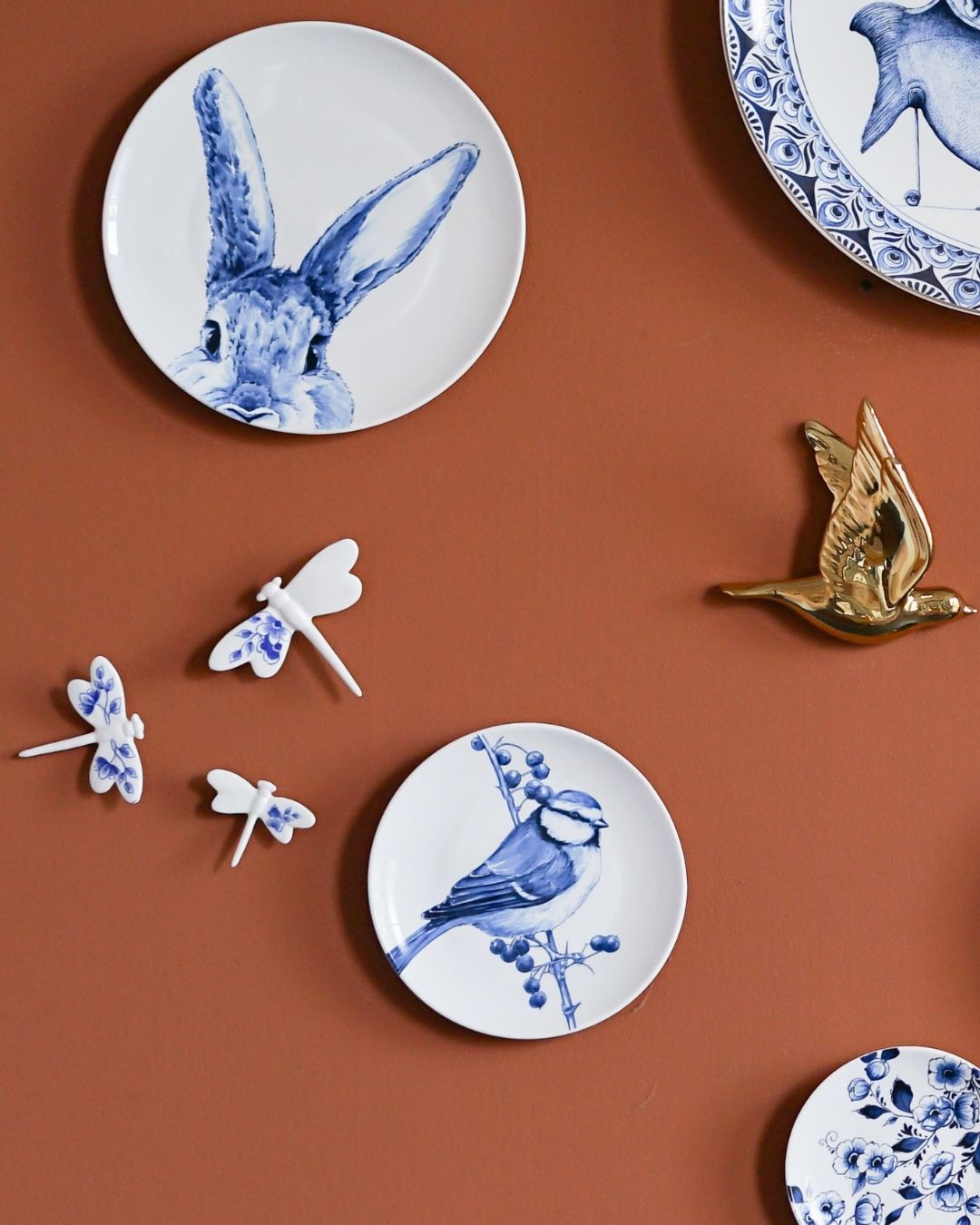 HC-3 Heartfelt Decorative Dragonfly セット Wall Decoration Dragonfly set of 3 | Delft blue | Heinen Delfts Blauw