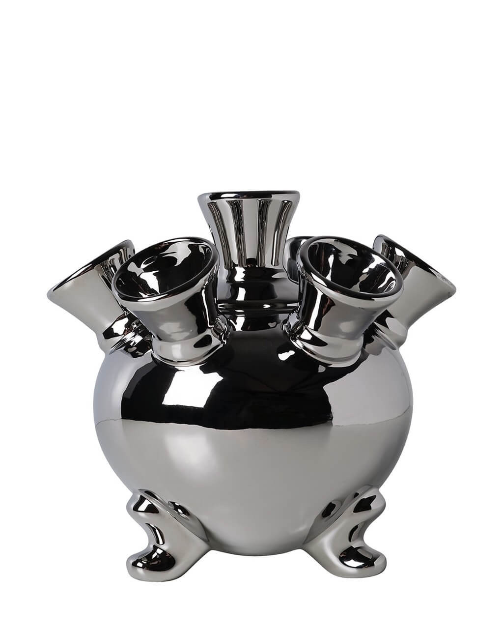 Tulip Vase on Legs - Chrome - Ceramic