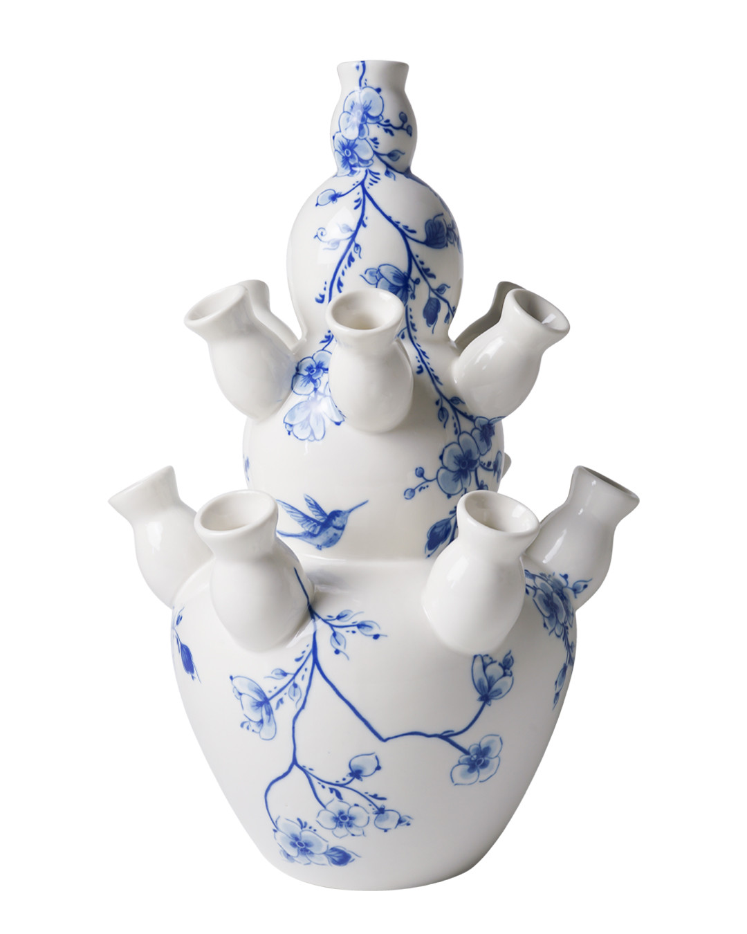Tulip vase triple Gourd orchidee | Delft blue | Heinen Delfts Blauw