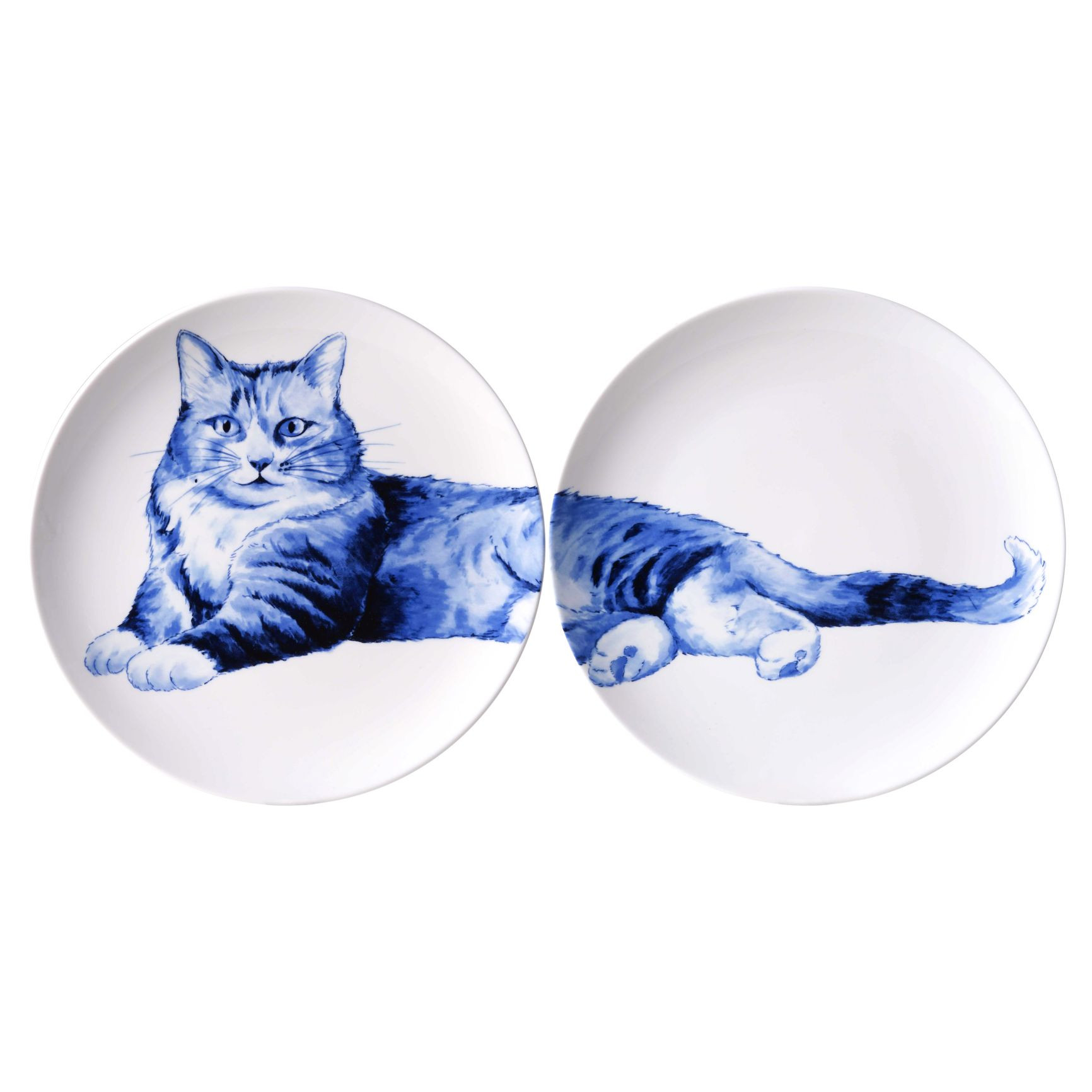 Wall Plate Relaxed Cat - Diptych - Ceramic - 26 cm