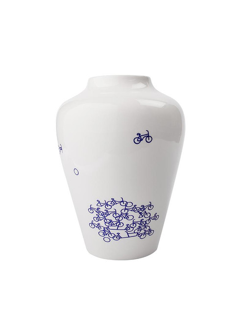 Moderne vaas (20 cm) met Delfts blauw fietsontwerp