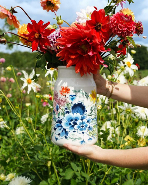 Melkbusvaas Wildbloemen Bloementuintje van Heinen Delfts Blauw