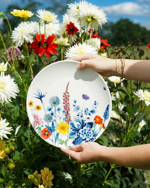 Wandbord Wildbloemen Bloemenveld van Heinen Delfts Blauw