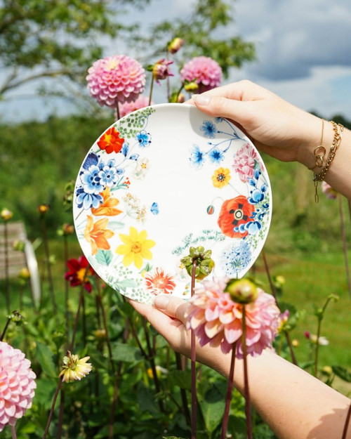 Wandbord Wildbloemen Bloementuintje van Heinen Delfts Blauw