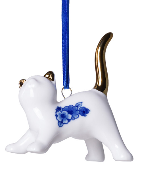 Kerstornament Kat Speels keramiek