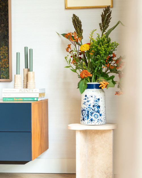 Melkbusvaas Blauwe Stip groot van Heinen Delfts Blauw