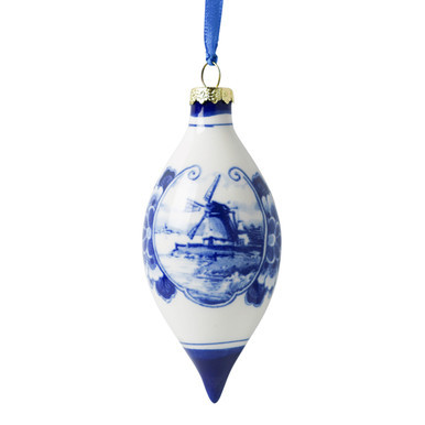 Kerstpegel Landschap - Delfts blauw - Keramiek - 7 cm