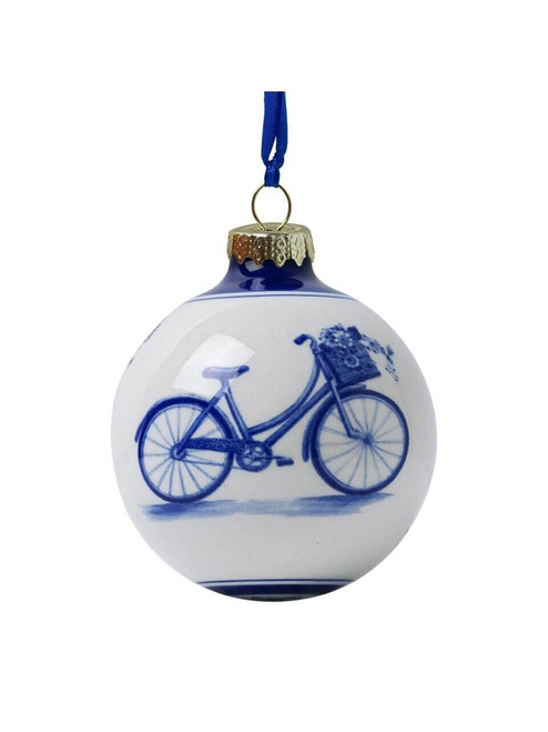 Christmas Bauble Bicycle - Delft blue - Ceramic - 7 cm