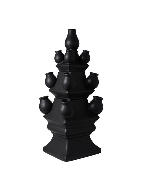 Tulpenvaas XL - 3-delig - Zwart - Keramiek - 51 cm