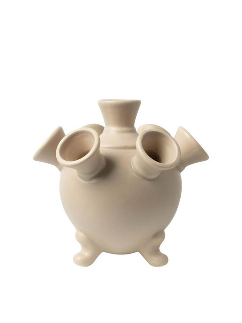 Tulip Vase on Legs - Taupe - Ceramic - 15 cm