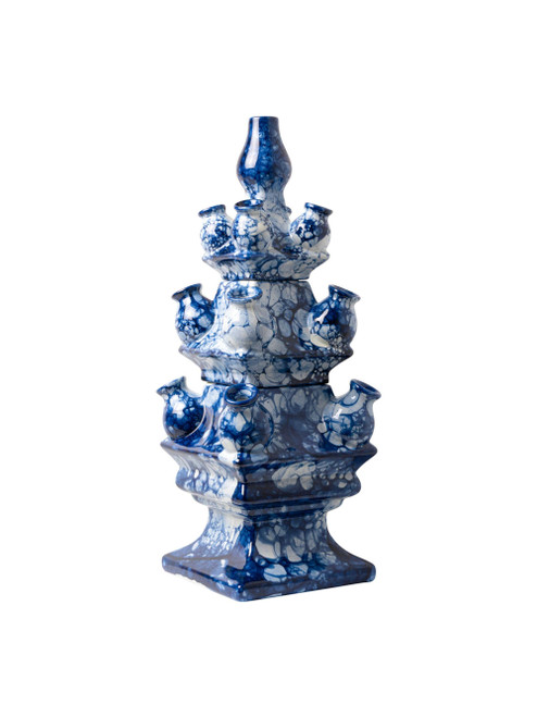 Tulip Vase 3-tier - Hand-painted - Ceramic - Bubble Blue