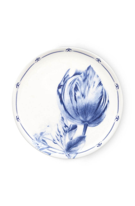 Petit four bord Tulp - Randversiering - Porselein - 12 cm