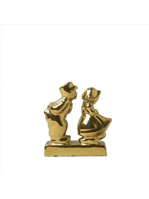 Decoratiebeeld Kissing couple - Goud - 8 cm