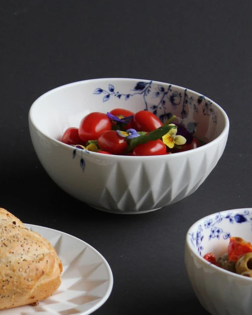 Soup Bowl Blauw Vouw - Porcelain - 450 ml