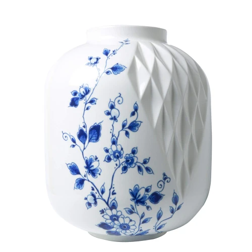 Vaas Blauw Vouw - Porselein - 25 cm