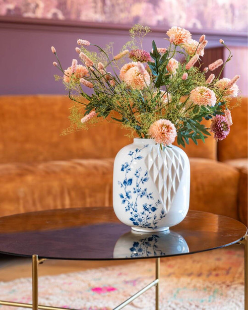 Vaas Blauw Vouw - Porselein - 25 cm