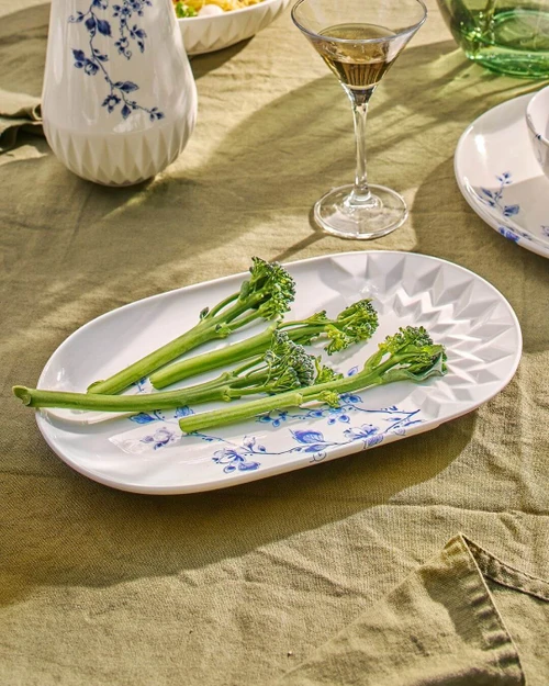 Serveerschaal Blauw Vouw - Porselein - 30 cm