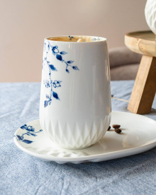 Cappuccino Mok Blauw Vouw - Porselein - 350 ml