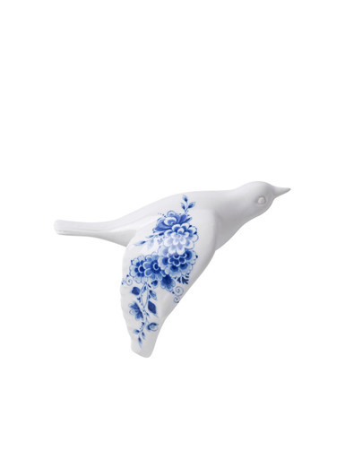 Wandvogel 3 - Keramiek - Delfts blauw - 10 cm