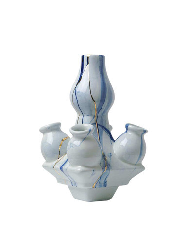 Tulip Vase Stapelgekte Marblue - Hand-painted - Top - 15 cm
