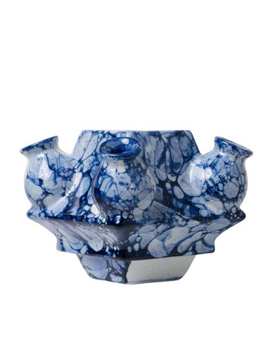 Tulpenvaas Stapelgekte Bubble Blue - Handgeschilderd - Midden - 10 cm
