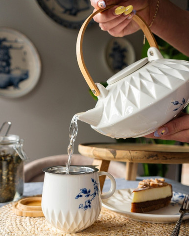 Mug Blauw Vouw - Porcelain - 120 ml - 350 ml