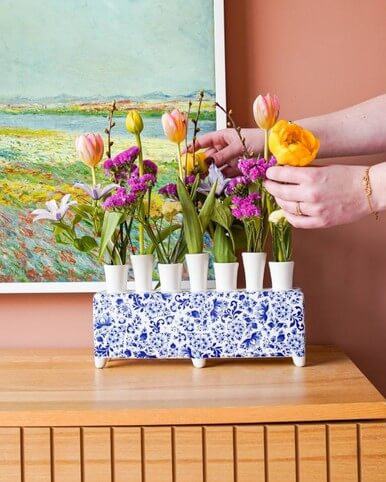 Tulip Vase Delft blue - Rectangular - Ceramic - 17 cm
