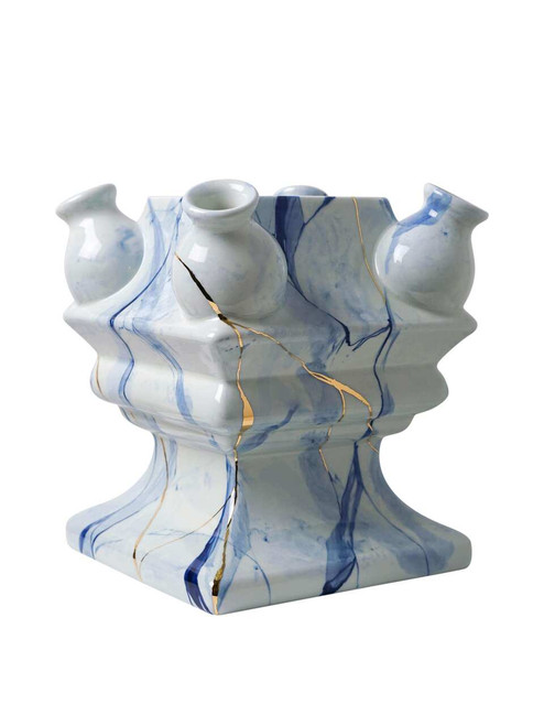 Tulpenvaas Stapelgekte Marblue - Handgeschilderd - Bodem Tulpenvaas Stapelgekte Marblue - Handgeschilderd - Bodem