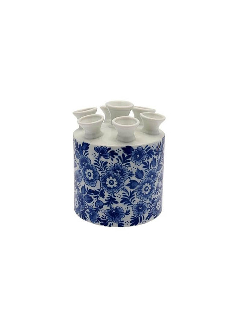 Tulip Vase Cylinder - Floral Motif - Ceramic - 15 cm