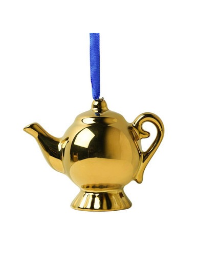 Kerstornament Theepotje - Goud - Keramiek - 7 cm