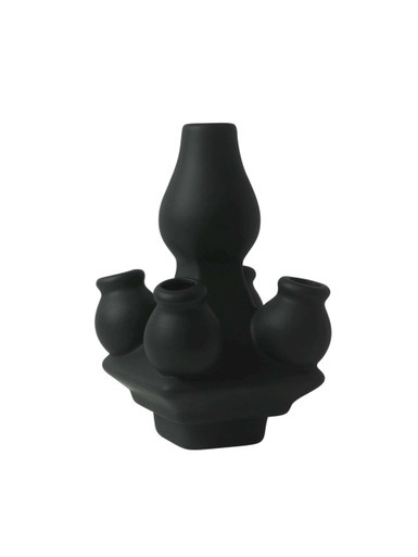 Tulpenvaas Stapelgekte - Zwart mat - Top - 15 cm