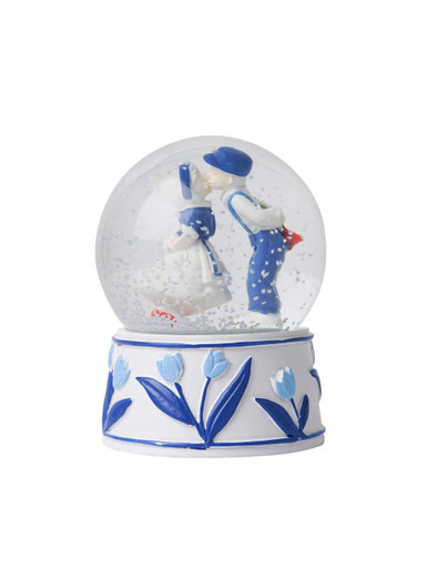 Sneeuwbol Kissing couple - Delfts blauw - 9 cm