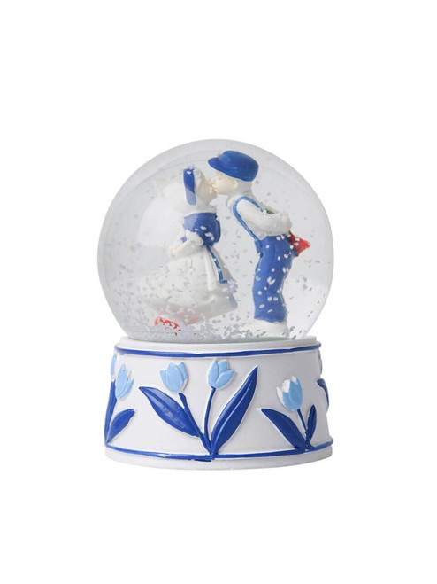 Sneeuwbol Kissing couple - Delfts blauw - 9 cm