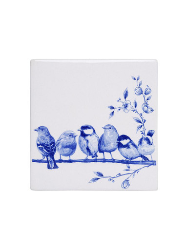 Tegel Bosvogels - Delfts blauw - 13 cm