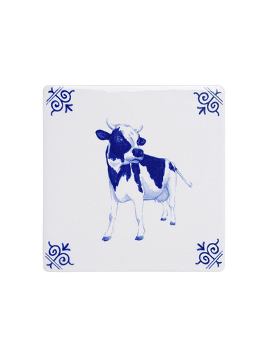 Tile Cow - Delft blue - 13 cm