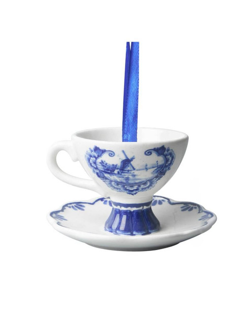 Christmas Ornament - Teacup - Delft blue - Ceramic - 4 cm